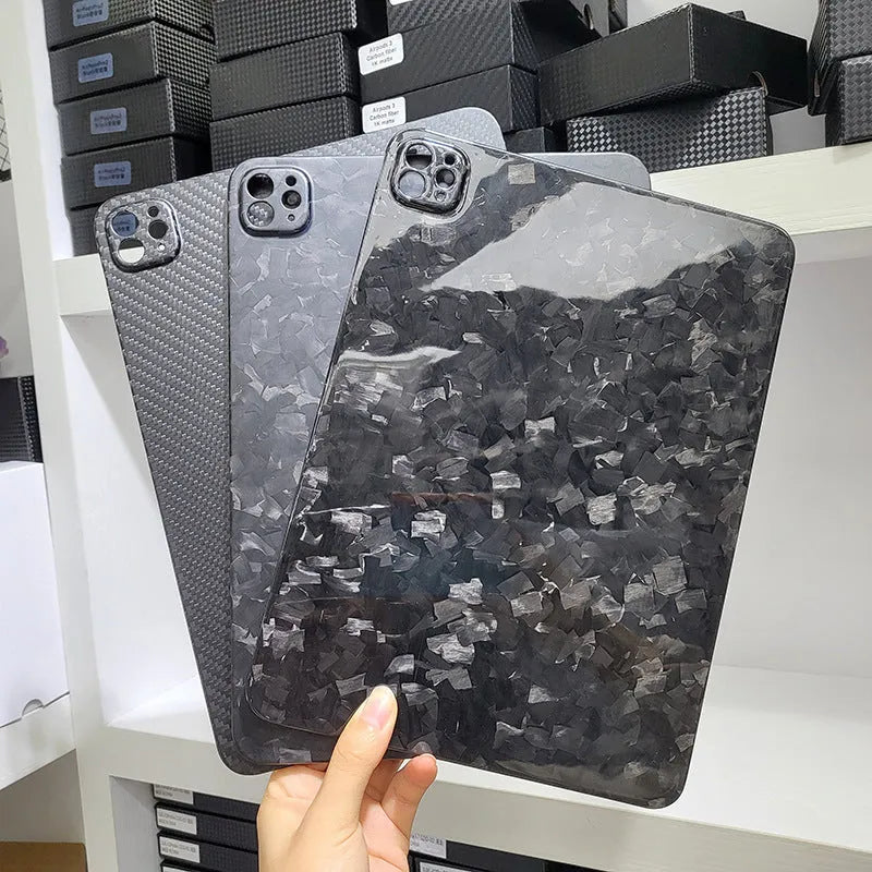 Genuine carbon fibre hard case for Apple iPad Pro 11-inch in a choice of three finishes.