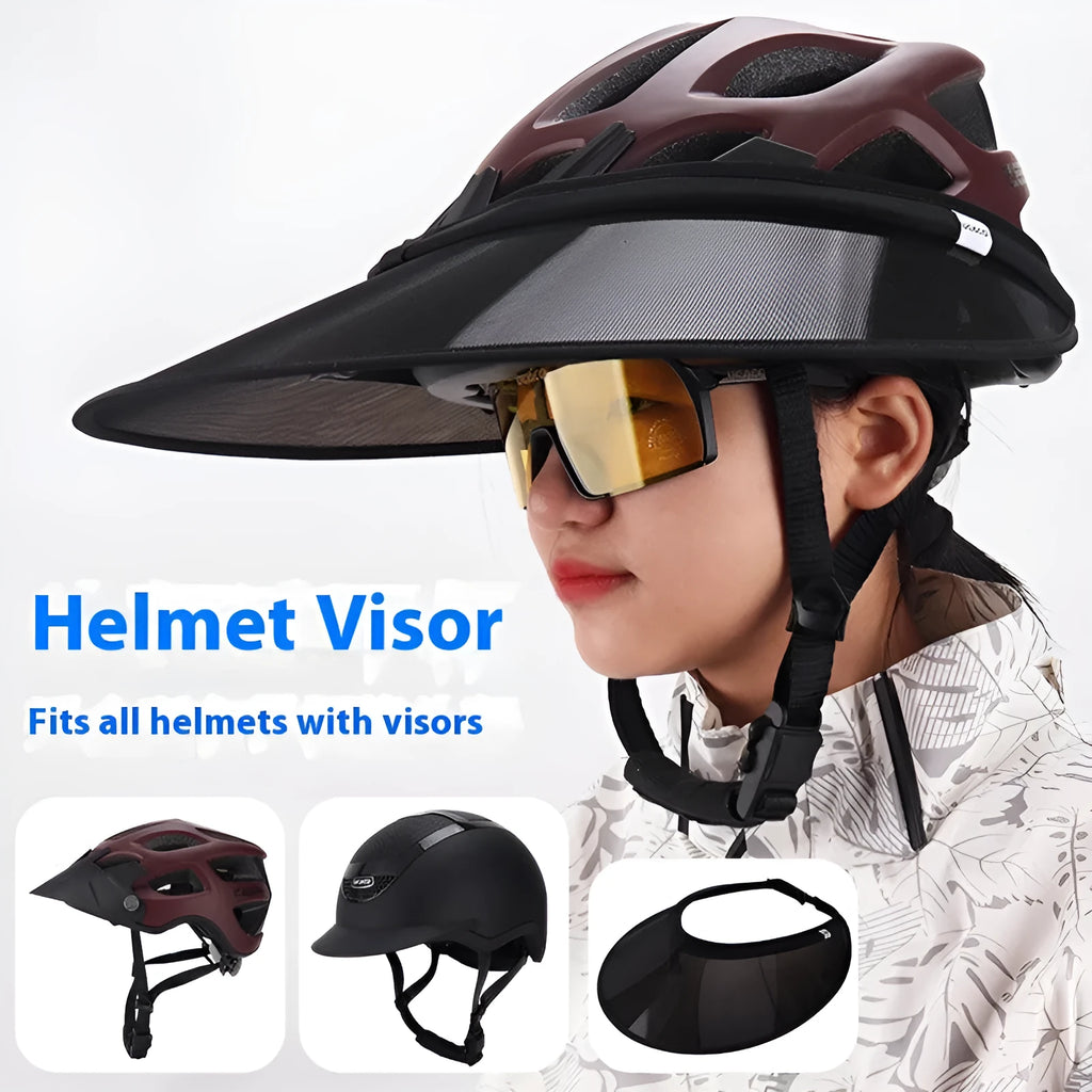 Black PVC outdoor riding helmet with sun visor for equestrian use