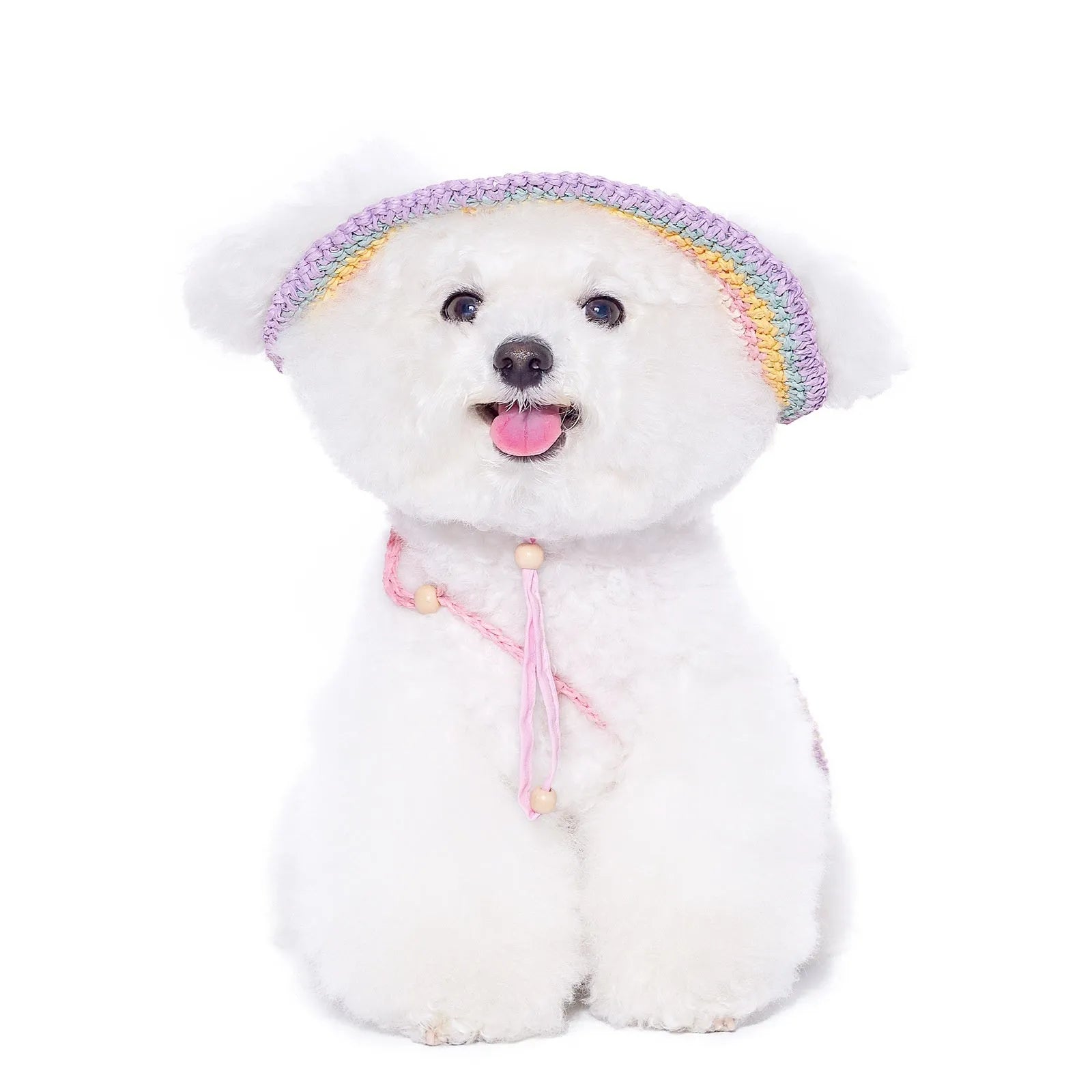 Small dog woven sun hat in 100% paper summer style for Yorkshire Bichon breeds