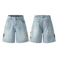 Retro workwear shorts with front zipper in washed cotton cloth, loose fit design