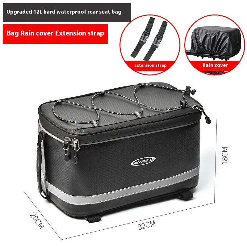 7012 black PU leather backseat car storage bag with 12 litre capacity for bicycle equipment
