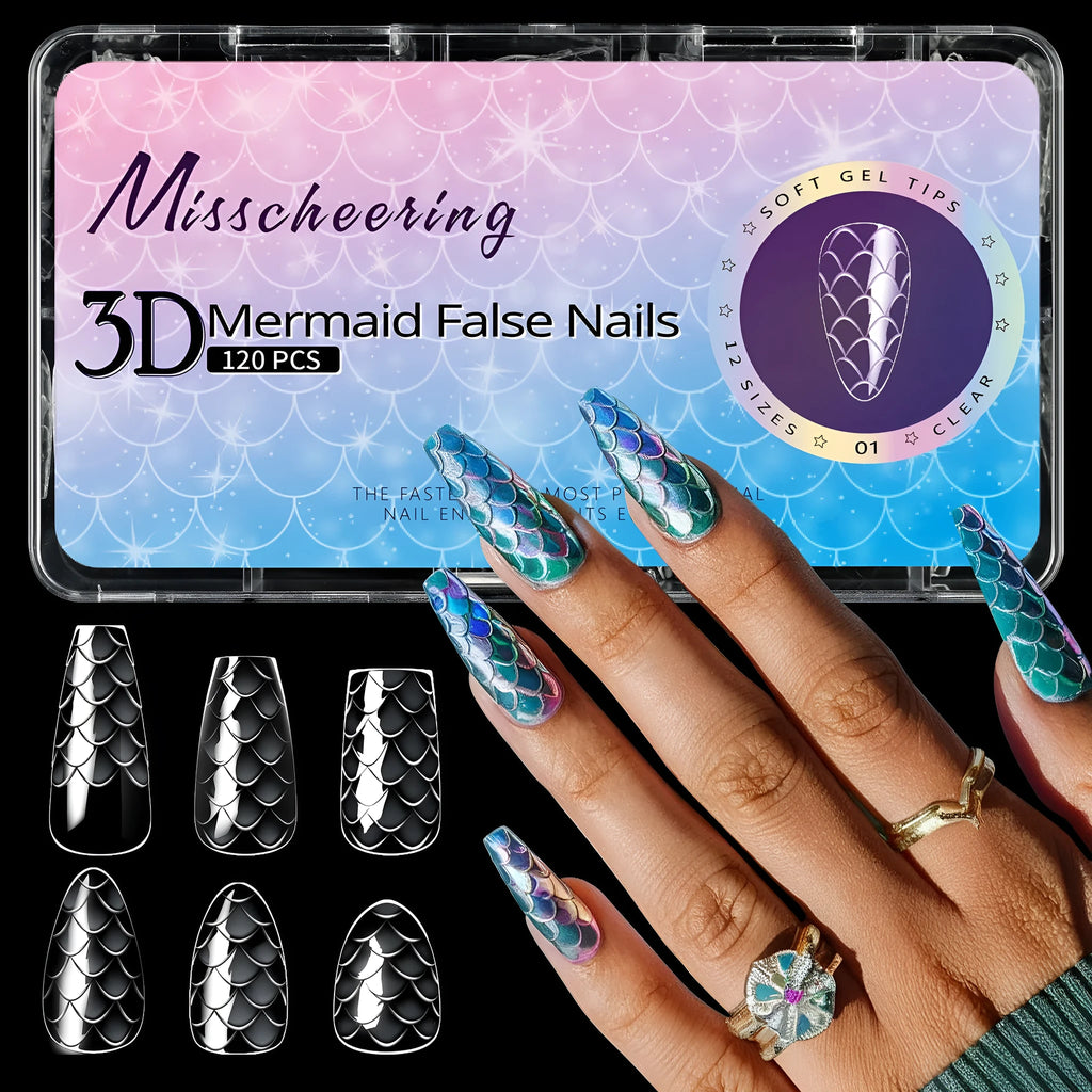 Pack of long plastic false nail tips for 3D sculpting and nail extensions.