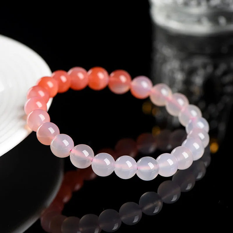 Natural Yanyuan Agate bracelet showing gradient salt source colour on geometric beads.