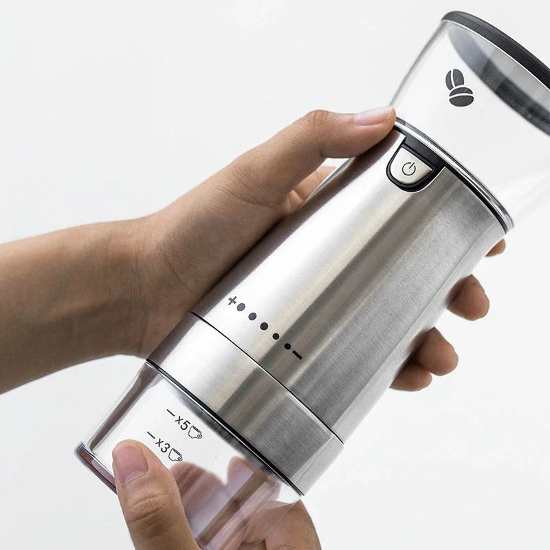 Premium Electric Coffee Grinder with Adjustable Settings, Stainless Steel Construction, and USB Charging