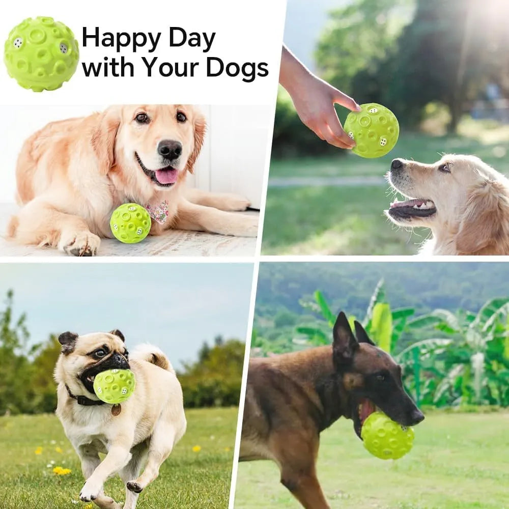 Coloured rubber dog toy ball with a bumpy surface for aggressive chewers and teeth cleaning.