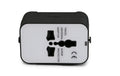 Global Pass Multi-function Travel Adapter in black with dual USB ports and foldable plugs