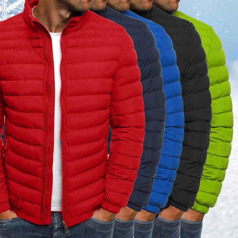 Rugged outdoor jacket in various colors with zipper pockets and padded lining for warmth and weather protection