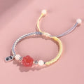 Handmade cat's paw couple bracelet with woven glass beads in pastoral style