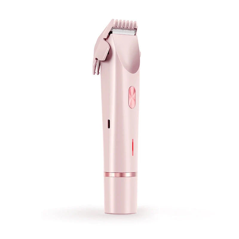 Pink USB-powered 2-in-1 hair remover for women with double head shaver