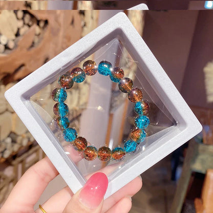 Unisex ice-permeable floral beaded bracelet with geometric design and round elements