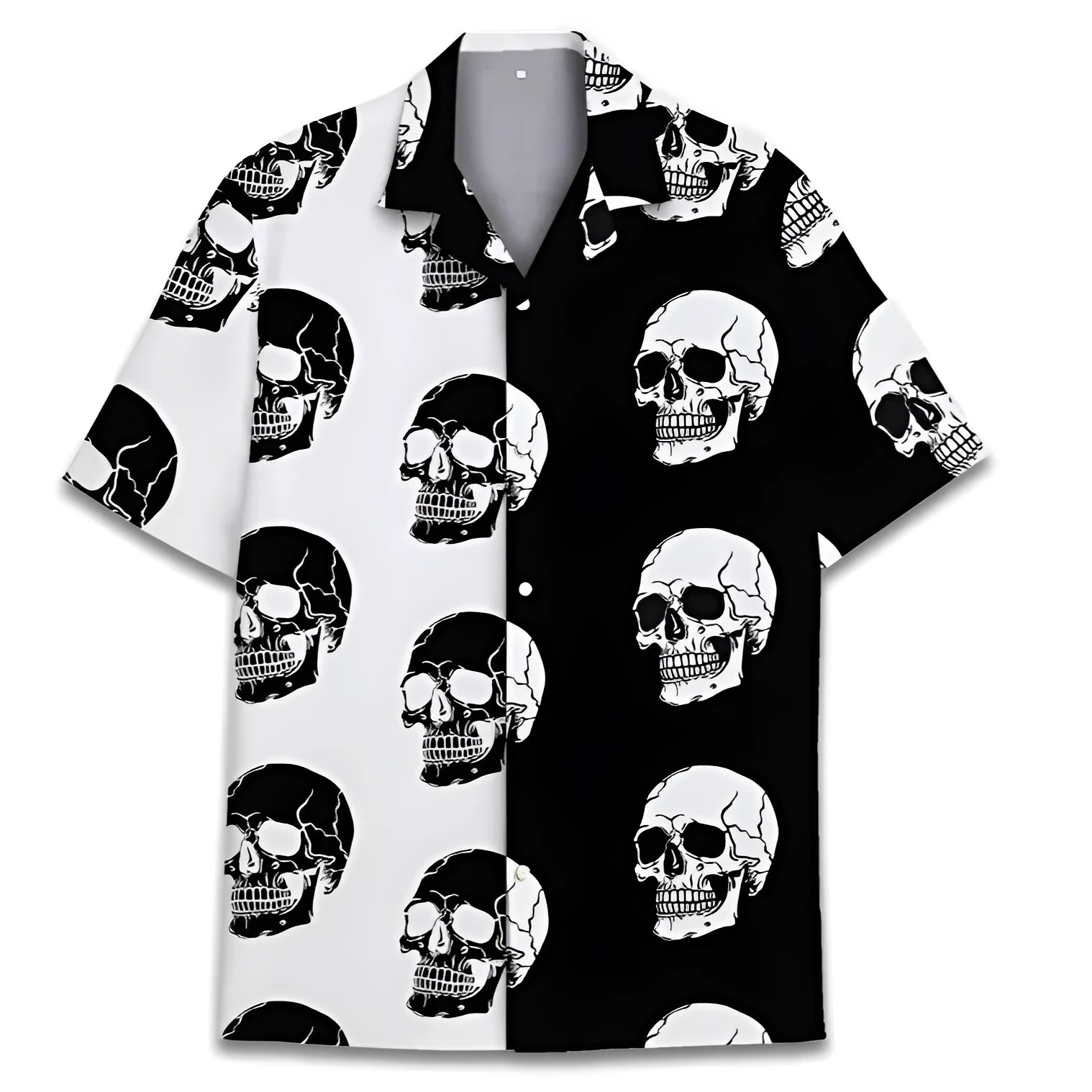 A man wearing a casual Cuban collar Hawaiian shirt in a digital print pattern, suitable for summer.