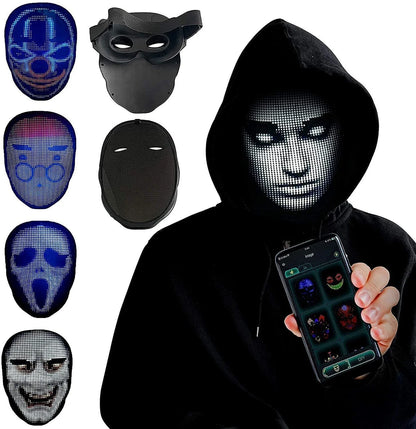 Vibrant LED Face Mask with color-changing display for festive events and celebrations