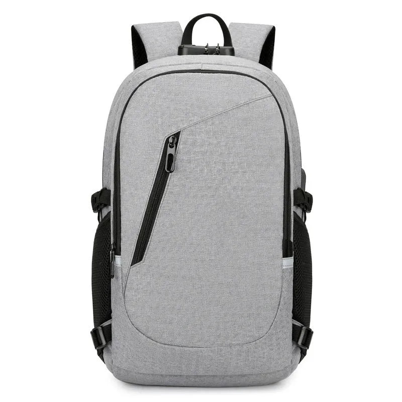 Oxford cloth computer backpack in blue colour showing street trend style with dimensions 50x19x31cm