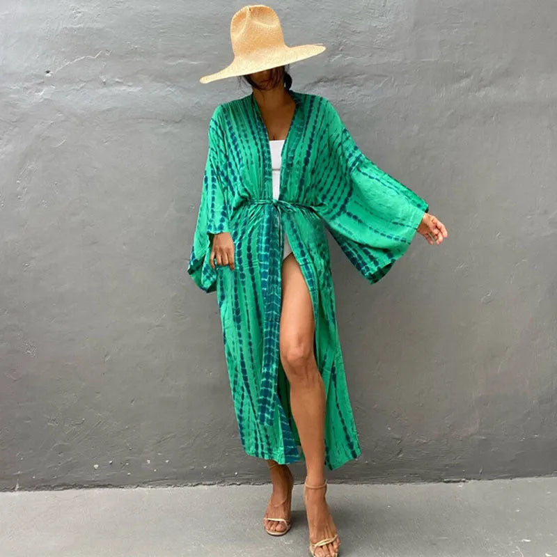 Printed loose cotton beach cover-up blouse in multiple colour options