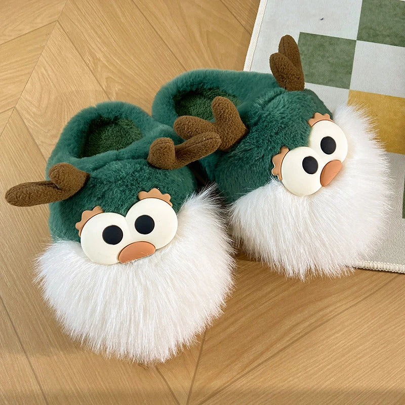 Comfy Plush Christmas Deer Slippers for Cozy Indoor Wear