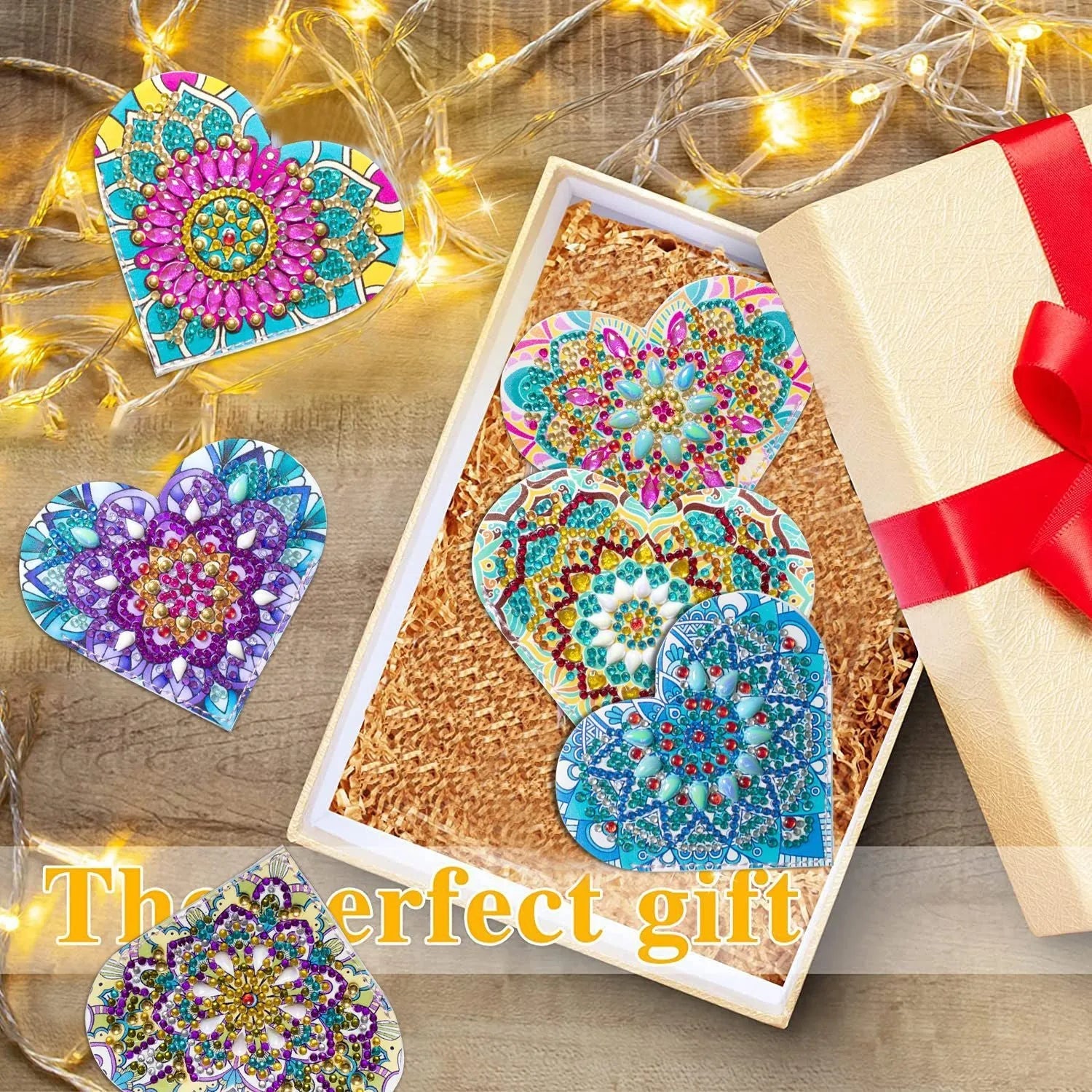 Six PU leather handmade bookmarks with crystal flower corners in modern simplicity design