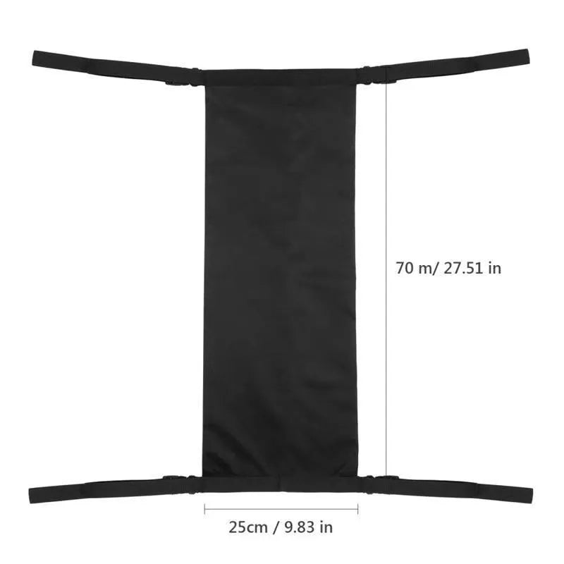 Black cylindrical Oxford cloth pannier bag attached to a wheelchair for oxygen cylinder carriage.