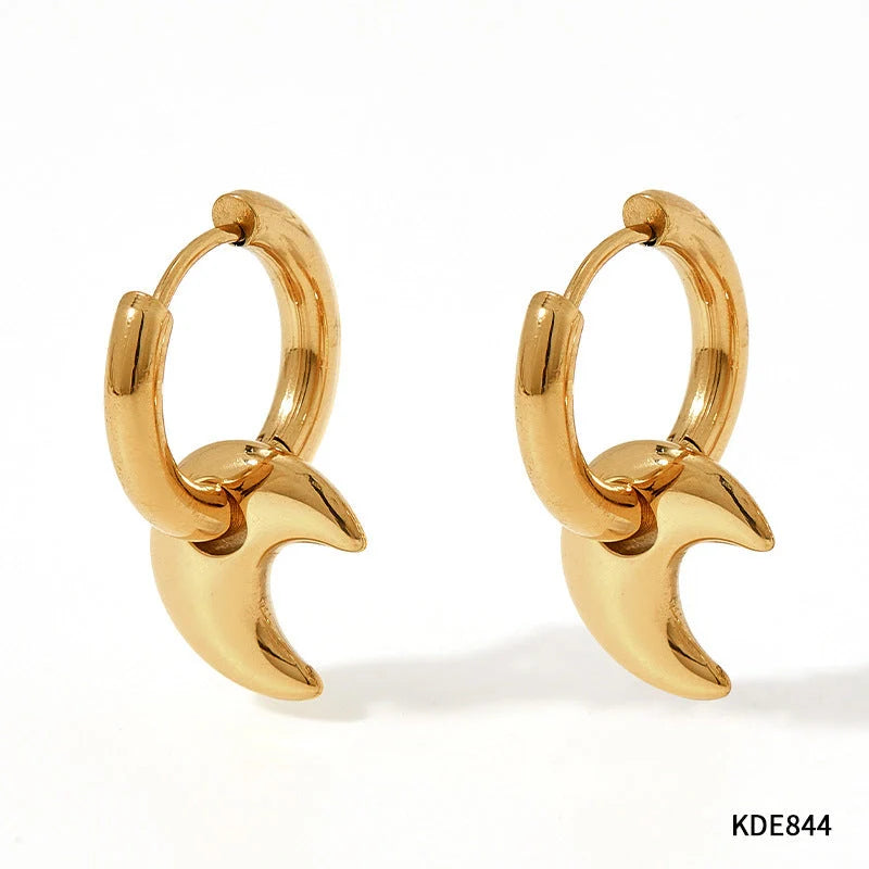 XINGX Stainless Steel Glossy Earrings in geometric designs, available in gold and silver tones.