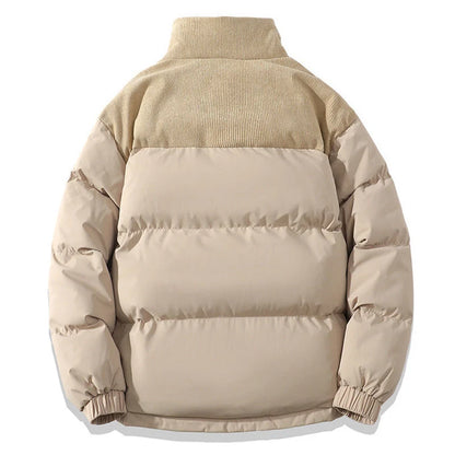 Winter Stand Collar Contrast-coloured Cotton Padded Jacket for Men and Women