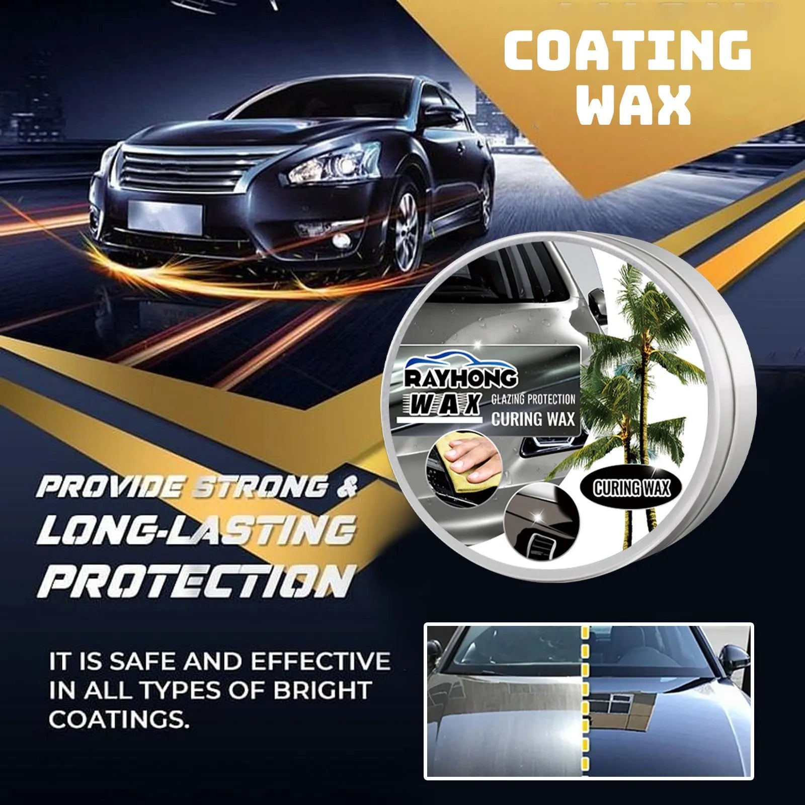 Car coating wax container and application sponge for vehicle paint protection