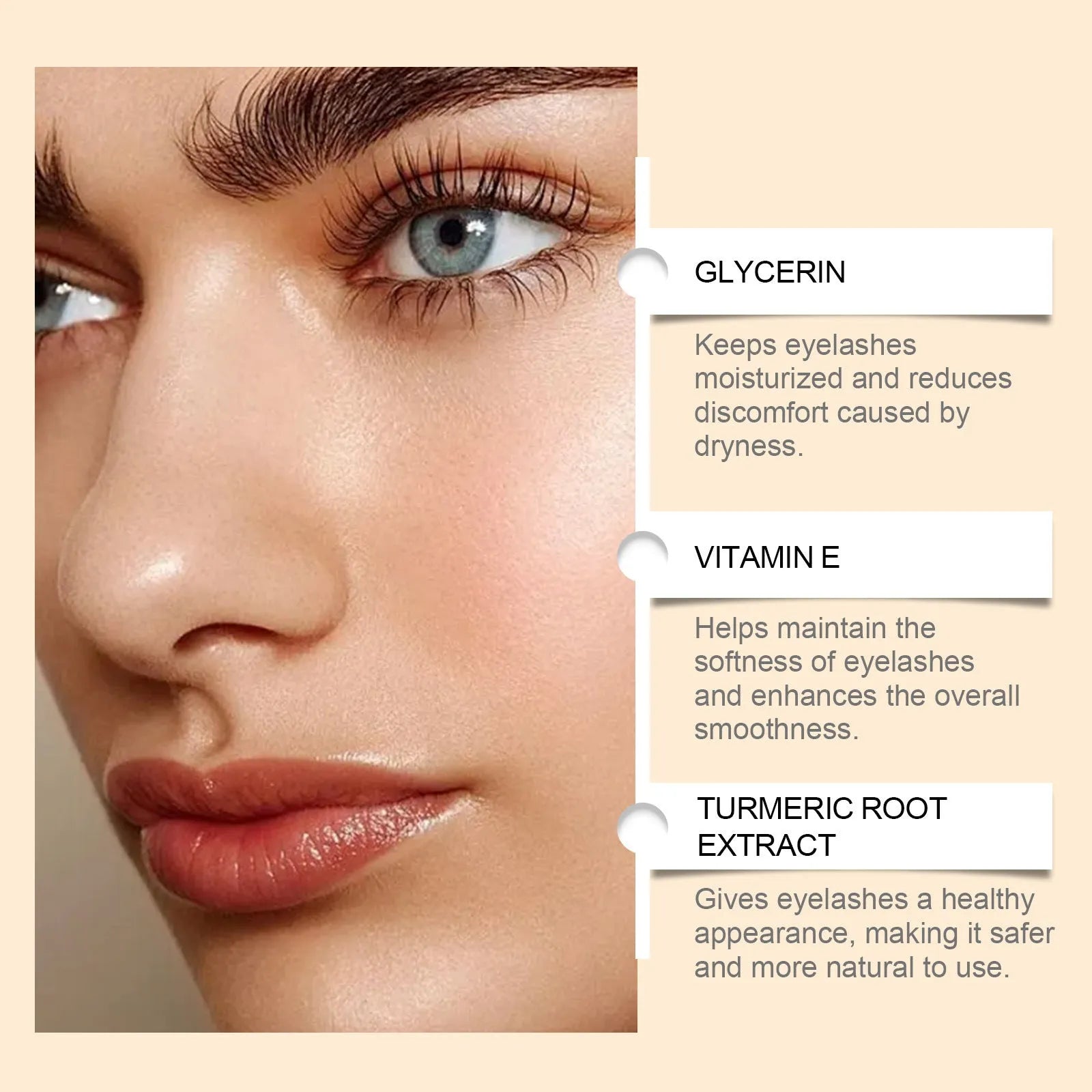 3ML bottle of transparent eyelash nourishing liquid with glycerol and Vitamin E.