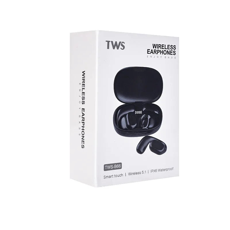 Two ear noise reduction wireless Bluetooth translation earphones in black and white
