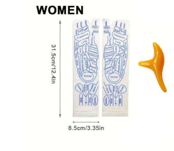 Acupressure foot massager socks with reflexology charts for enhanced therapy