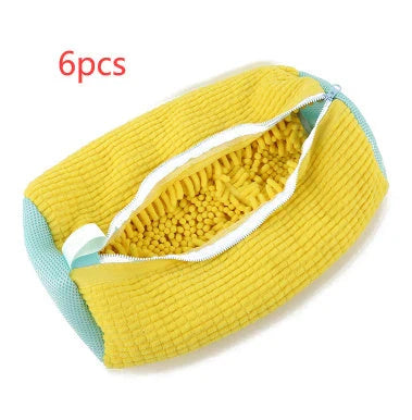 Reusable shoe wash bag with auto-lock zipper for washing machine cleaning