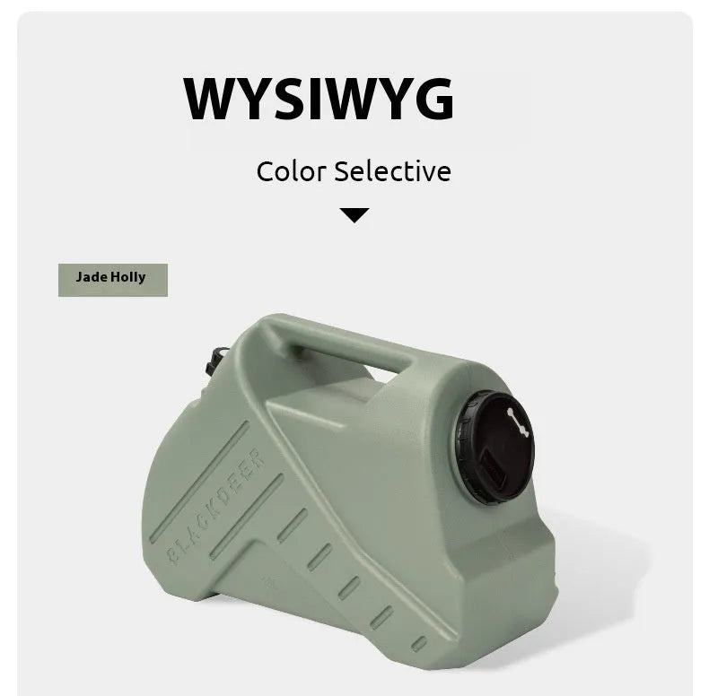 Green portable water storage tank in 13 litre snail design and 18 litre back design