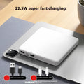 Small portable white 20000mAh fast charge power bank with QC3.0 graphene cell on a flat surface