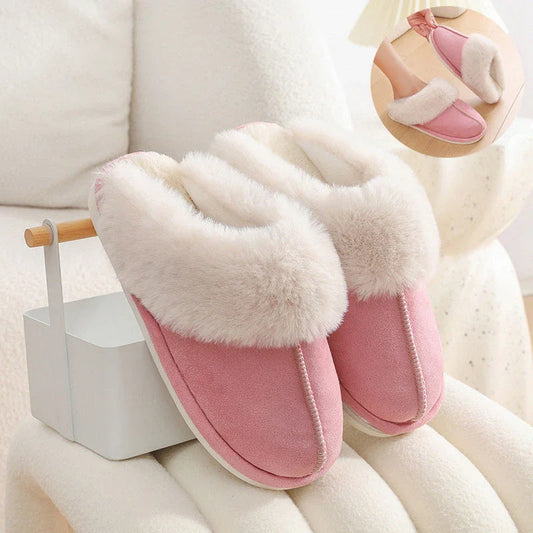 Cozy plush home slippers in a variety of colors, featuring a soft lining and non-slip sole for maximum comfort and traction