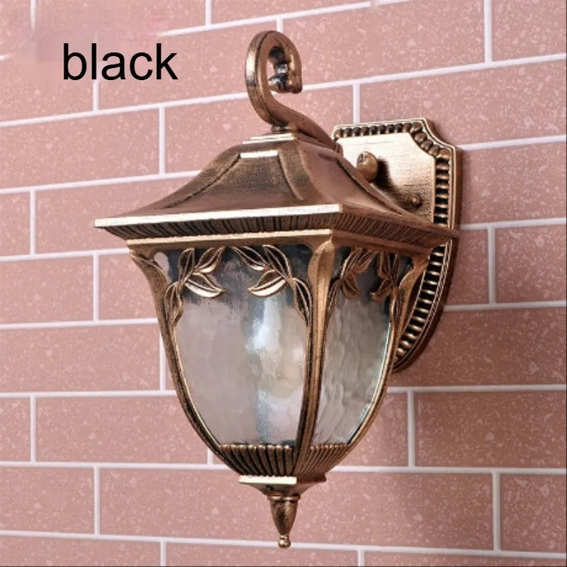 European waterproof antique outdoor wall lamp aluminium IP55 vintage design black HDS-22 Plum Blossom Square