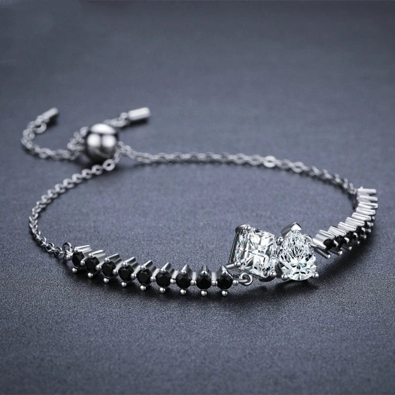 Women's black zircon diamond bracelet with micro inlaid design