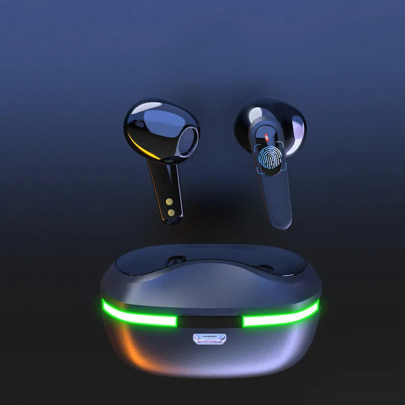 Black Pro60 Bluetooth wireless headset with half-in-ear design and matte finish charging case