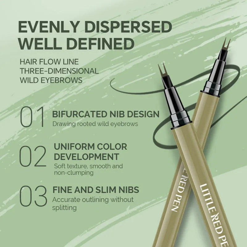 Two fork eyebrow pencil fine liquid applicator in brown and black waterproof formula