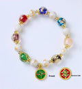 Handmade fragrant grey porcelain bracelet with gods of wealth charm and 10mm geometry beads