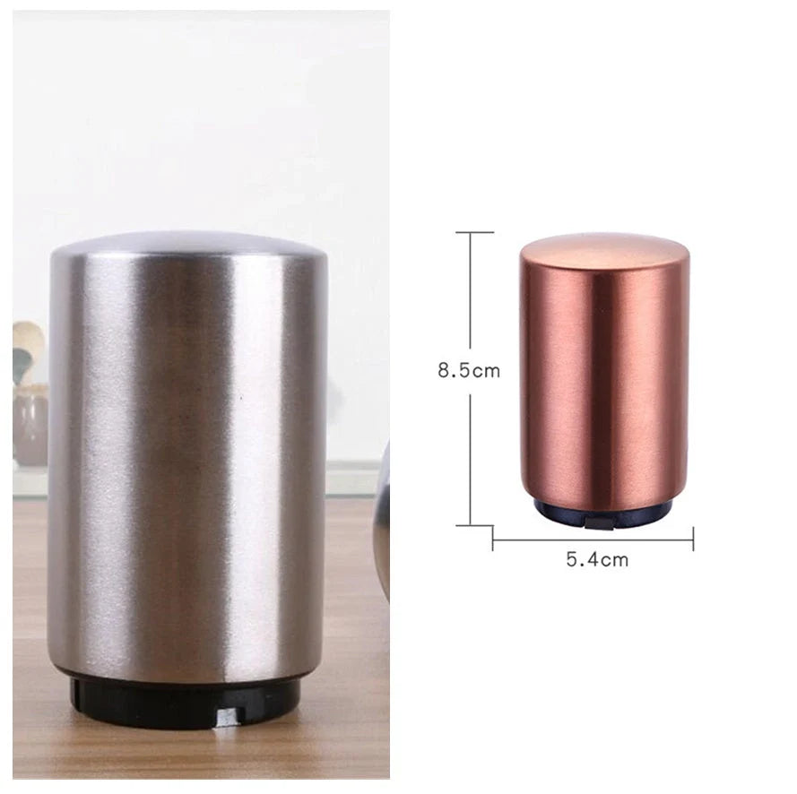 Stainless steel magnetic beer bottle opener with brushed metal finish