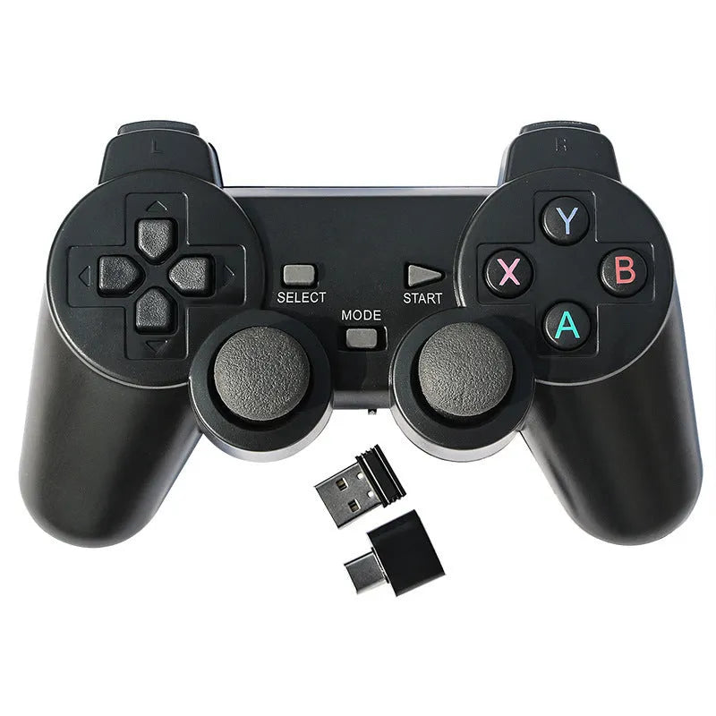 Classic Black wireless 2.4G gamepad with USB receiver for Android TV, PC, TV box and PS3 compatibility