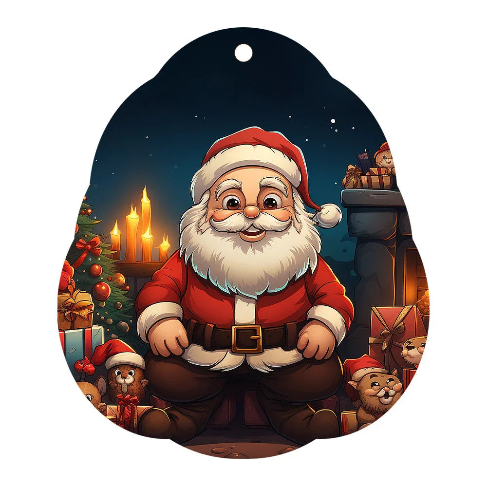 A charming acrylic car-shaped ornament with vibrant colors and a reflective finish, perfect for Christmas decor.