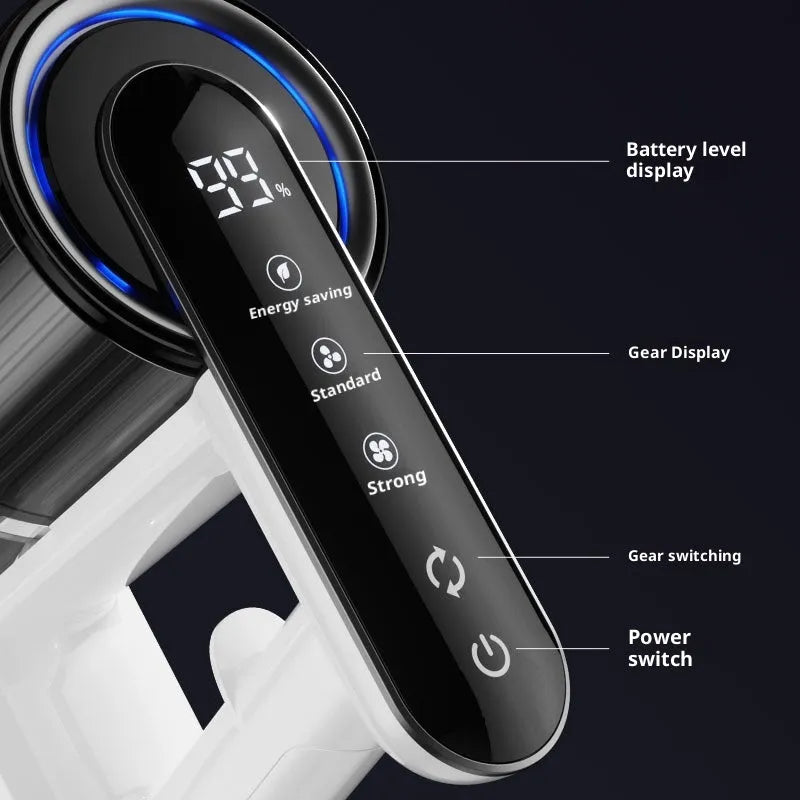 Light grey household wireless handheld folding tube vacuum cleaner with straight tube option and USB charging cable