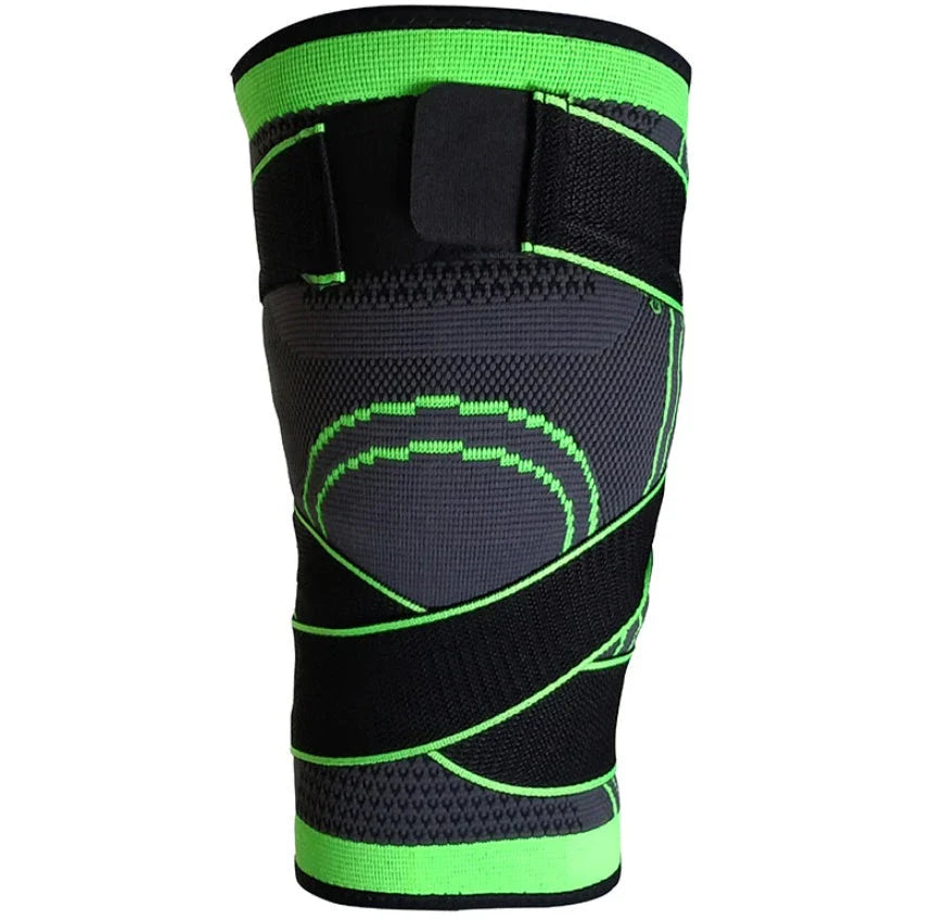 3D Sports Knee Pad in black, red, orange, and green with double beams for meniscus protection