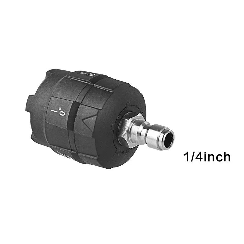 Multi-functional five-in-one spray nozzle for high-pressure water guns, showing selector for five patterns.