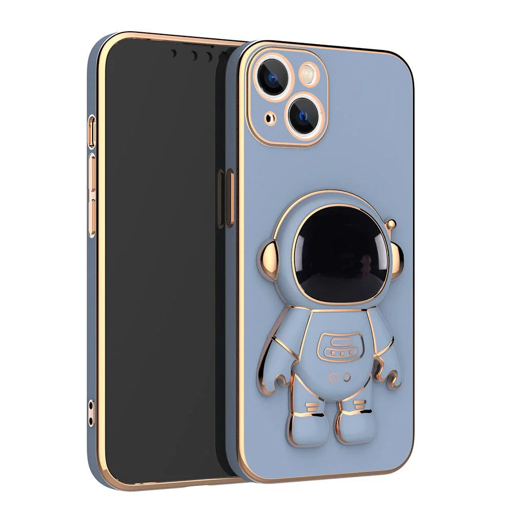 3D Astronaut Phone Case with Anti-Drop Electroplating Bracket for iPhone