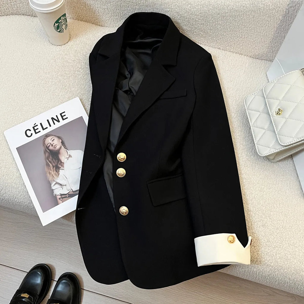 Korean-style women's loose fit coat in milky white colour with pockets