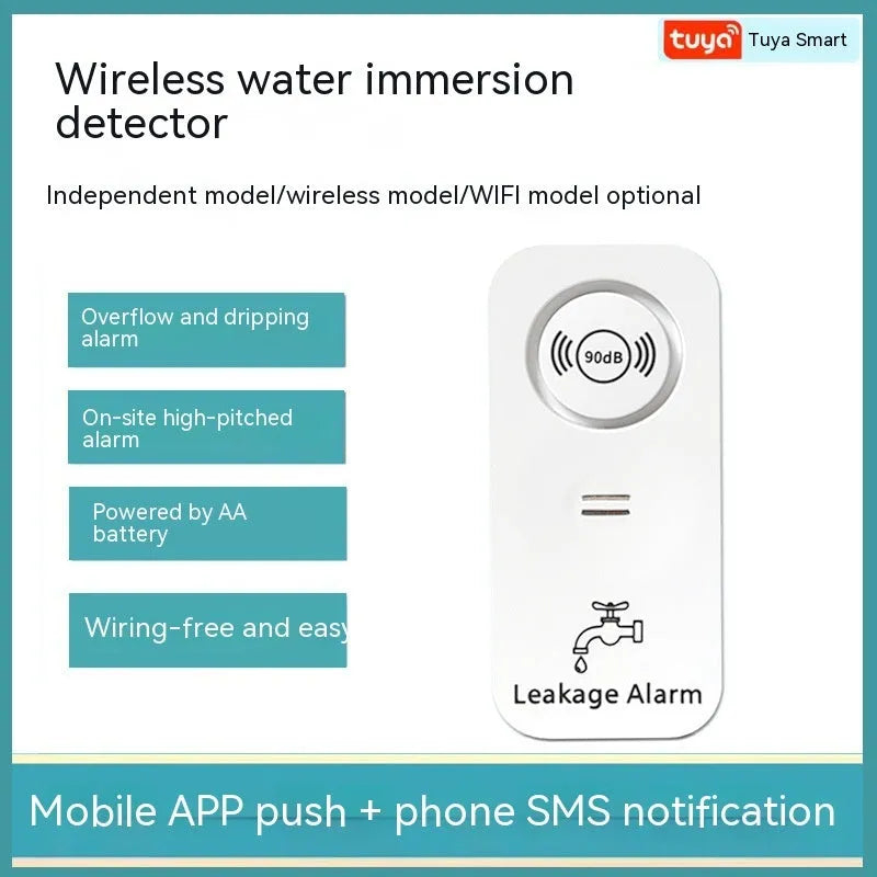 Independent overflow sensor alarm unit for water detection in warehouses and homes.