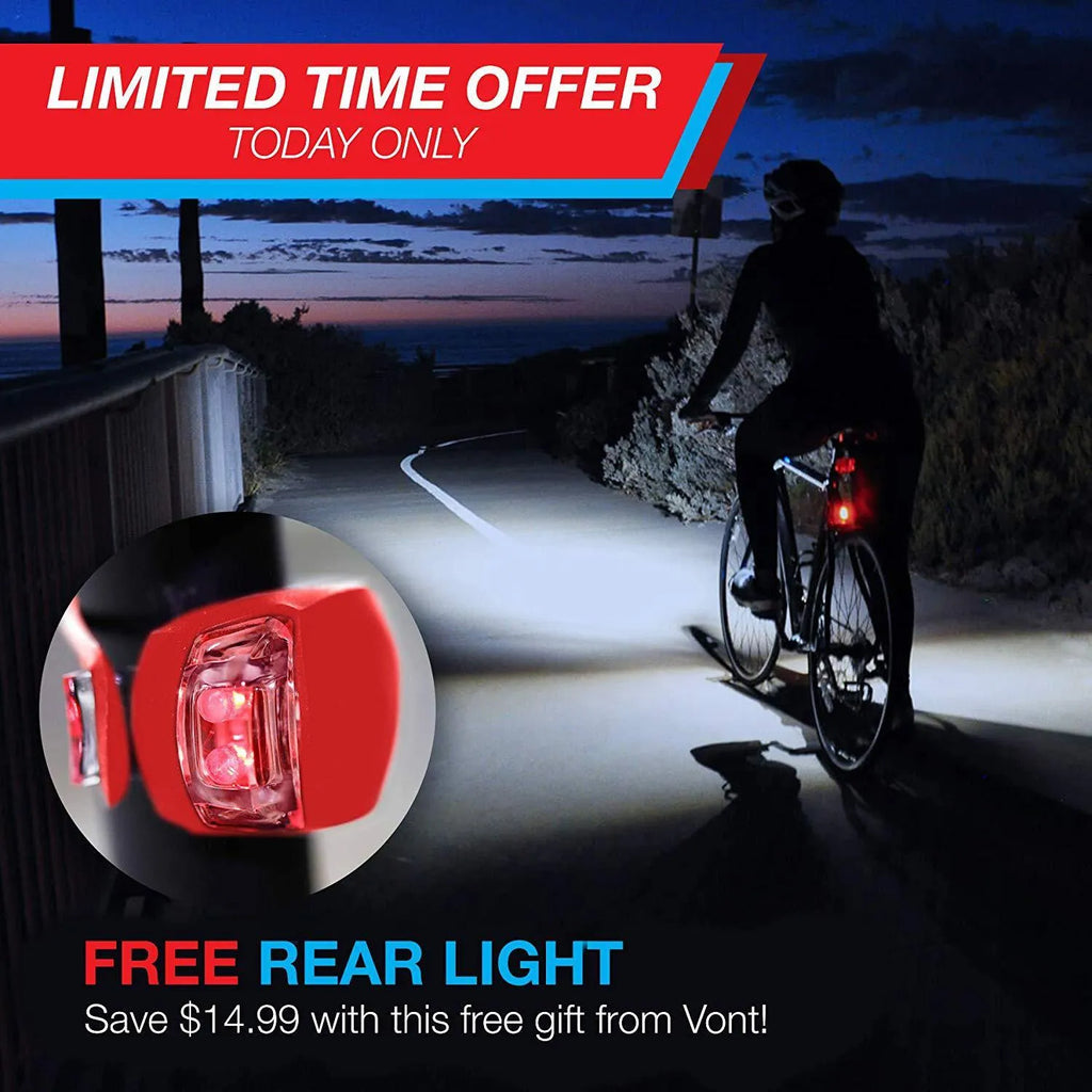 Bicycle headlight and taillight set with handlebar mounting bracket on a bike