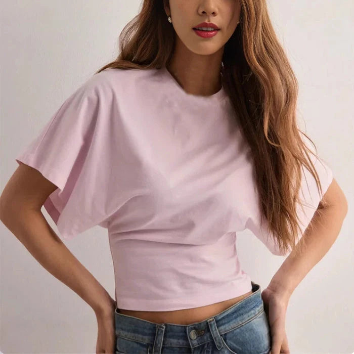 Women's summer batwing sleeve T-shirt in vibrant colours, unique design
