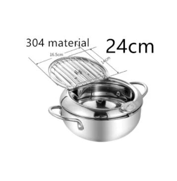 Stainless steel folding frying basket with thermometer for perfect frying