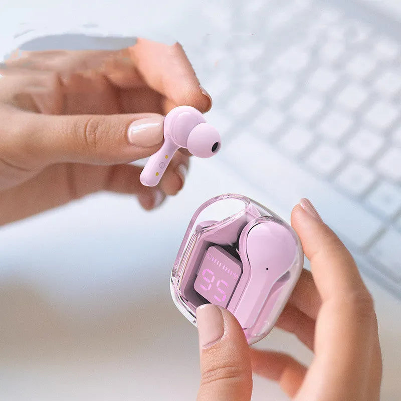 Wireless Bluetooth headset with LED digital battery display in multiple colour options