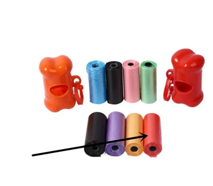 Six colourful dog poop bags for hygienic waste cleanup, size 22.5 * 30 cm